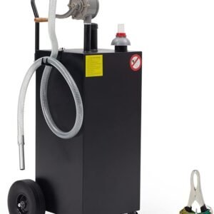 40 Gallon Gas Caddy, Fuel Transfer Tank Gasoline Diesel Can Reversible Rotary Hand Siphon Pump, Fuel Storage Tank For Automobiles ATV Car Mowers Tractors Boat Motorcycle (Black)