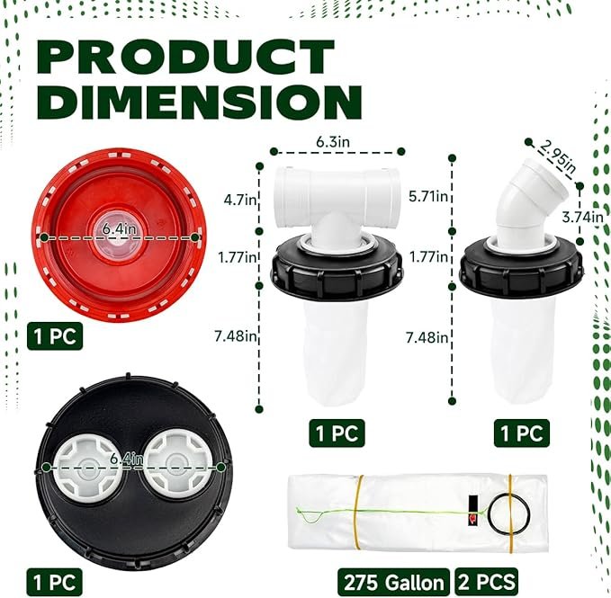 2 Pcs IBC Tote Covet, 275 Gallon IBC Water Storage Tank Liner Bags (Drum Not Included), IBC Tote Tank Lid, Nylon Rainwater Filter with Lid, 1000 Liter Rainwater Harvesting Drum Protection Kit - Image 2