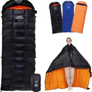 -10°F 0°F Goose Down Sleeping Bag for Adults,800 Fill Power,Ultralight Wearable 4 Season Cold Weather Rectangle Sleeping Bag for Camping Hiking,Can be Used as a Down Blanket or Cloak