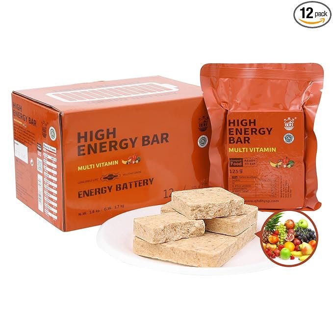Emergency Food Ration Bars, Multi Vitamin Flavor Survival Tabs Supply for Outdoor Camping Emergency Snowstorm Earthquake Disaster Preparedness Kit With Long Self Life 12 Count,Multi Vitamins