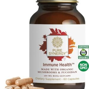 PURE SYNERGY Immune Health | Immune Support Mushroom Supplement | Astragalus and Beta-Glucan Extracts with Organic Functional Mushroom Extracts | for Year-Round Immune Support (60 Capsules)
