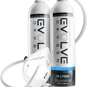 EVOLVE 35-Liter Pure Oxygen Canister with Mask and Tube | Portable Oxygen Can | Ideal for Home Use and Outdoor Activities | Designed by Firefighters | Made in The USA | Pack of 2