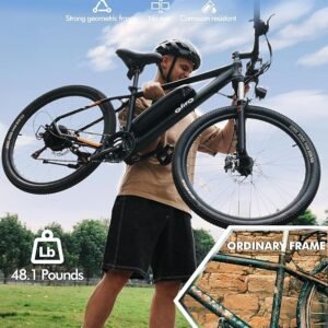 Racer Electric Bike for Adults - 21-Speed Mountain Lightweight Ebike with Peak 750W 22MPH Brushless Motor, 375Wh Removable Battery, 26X2.1 Tire Step Over E-MTB, Up to 40 Miles