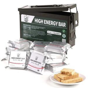 Emergency Food Ration Bars - Waterproof Metal Storage Box Packing, Metal Ammo Can, Long Shelf Life Emergency Food Supplies, 9 Days Food Rations Supply for Outdoor Camping Hiking Snowstorm,12 Count