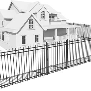 Fencer Wire 76FT Heavy Duty Pinnacle Fence Barrier Kit, Anti-Rust Metal Steel Fence with 4FT Height X 8FT Width Panels, Gate, Posts, Connectors, 2” Diameter Outdoor Fencing for Yard, Pool, Patio