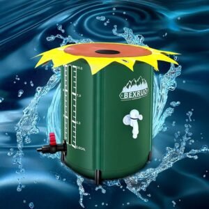 Portable Collapsible Rain Barrels, Water Storage Tanks, rainwater harvesting Systems Outdoor Water Tanks Downspouts, rainwater Collectors with Filters, spigots and Overflow Kits (53 Gallon)