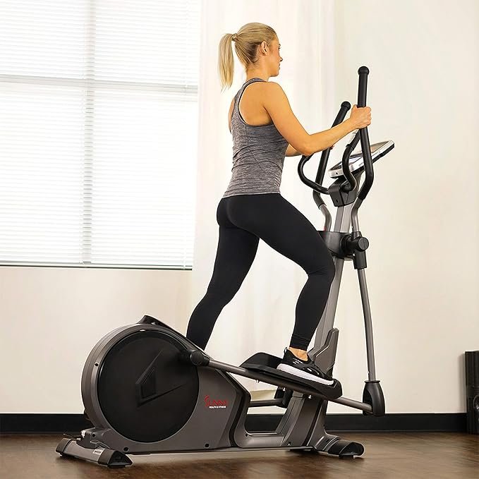 Sunny Health & Fitness Programmable 16 Electro-Magnetic Elliptical Cross Trainer Exercise Machine, Full-Body Cardio Equipment w/ 24 Pre-Built Workouts, 330LB Capacity,Optional Free SunnyFit App Link