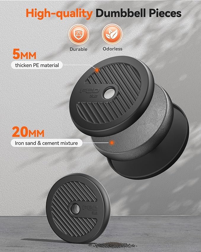 FEIERDUN Adjustable Dumbbells, 20/30/40/45/70/90lbs Free Weight Set with Connector, 5 in1 Dumbbells Set Used as Barbell, Kettlebells, Push up Stand, Weight Plate, Fitness Exercises for Home Gym Suitable Men/Women - Image 3