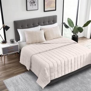 HomeSmart Products Weighted Blanket King Size 50lbs - The Heaviest Weighted Blanket - Ultra Soft Fabric - California King Size 50 lbs Khaki Tan Taupe Beige