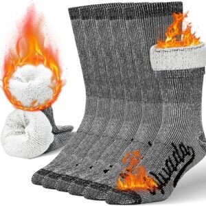 Alvada Merino Wool Hiking Socks Thermal Warm Crew Winter Boot Sock For Men & Women 3 Pairs